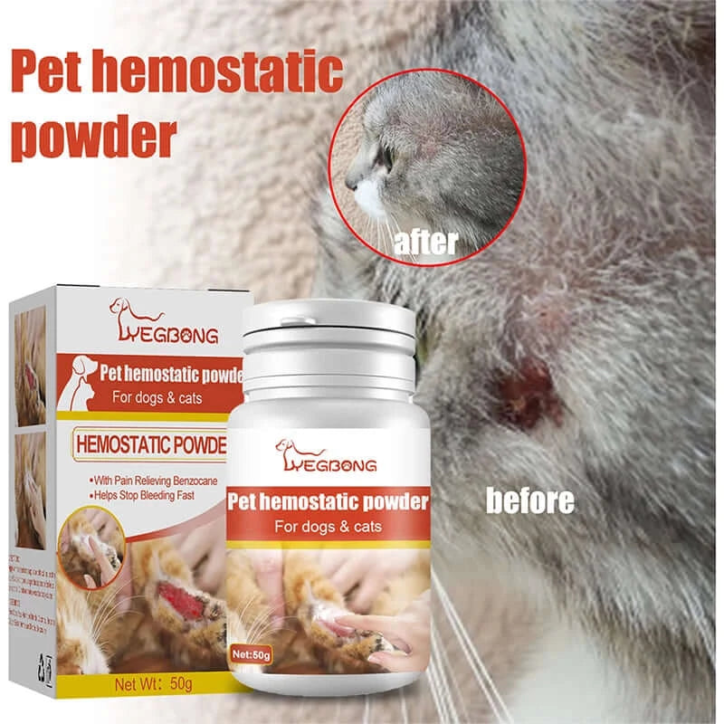 50g Pet Professional Hemostatic Powder Pet Wound Healing For Cats Dogs Pet Care Broken Injury Hemostasis Medical Supplies