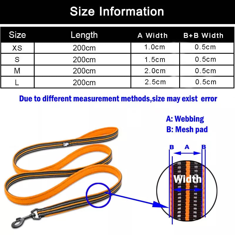 Truelove Soft Mesh Nylon Dog Leash Double Thickness Running Reflective Safe Walking Training Pet Dog Lead Leash Stock 200cm