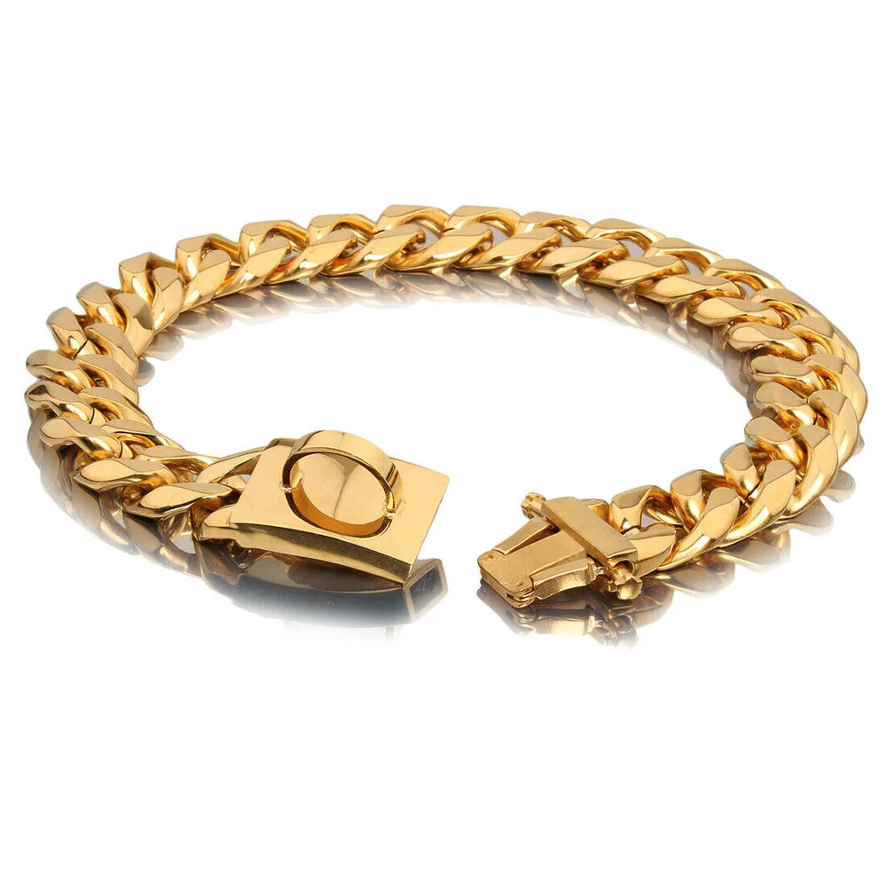 Stainless Steel Dog Necklace Collar Pet Supplies Accessories Pet Dog Chain Medium Large Dogs Gold Solid Cuban Chain collar