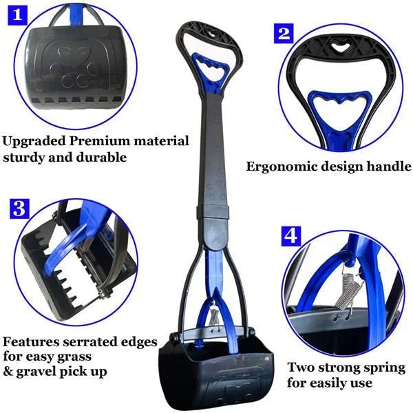 Pet Dog Long Handle Pet Pooper Scooper Dog Cat Waste Picker Jaw Poop Scoop Pick Up Clean Waste Cleaning Tools