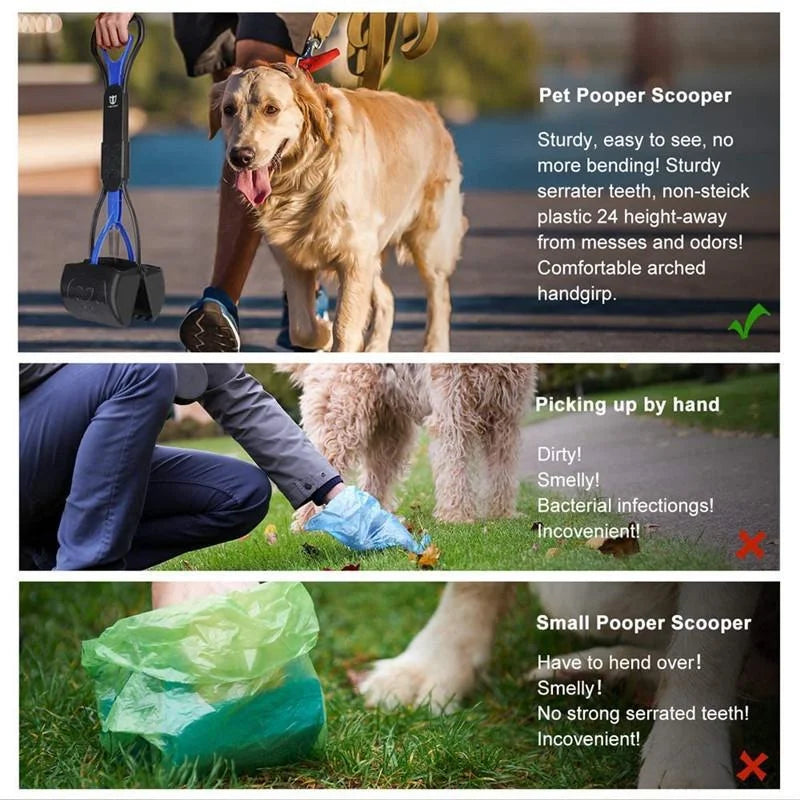 Pet Dog Long Handle Pet Pooper Scooper Dog Cat Waste Picker Jaw Poop Scoop Pick Up Clean Waste Cleaning Tools