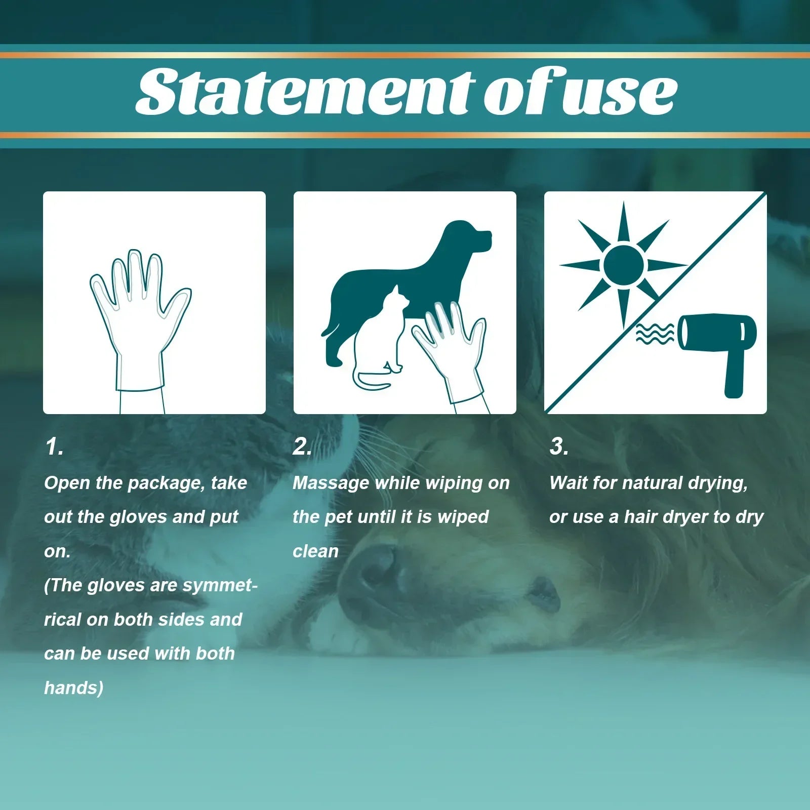 Pet Wash Free Gloves Puppy Disposable Cleaning Massage Gloves Odor Remover Cats Dogs Spa Bath Supplies Pet Dry Cleaning Gloves