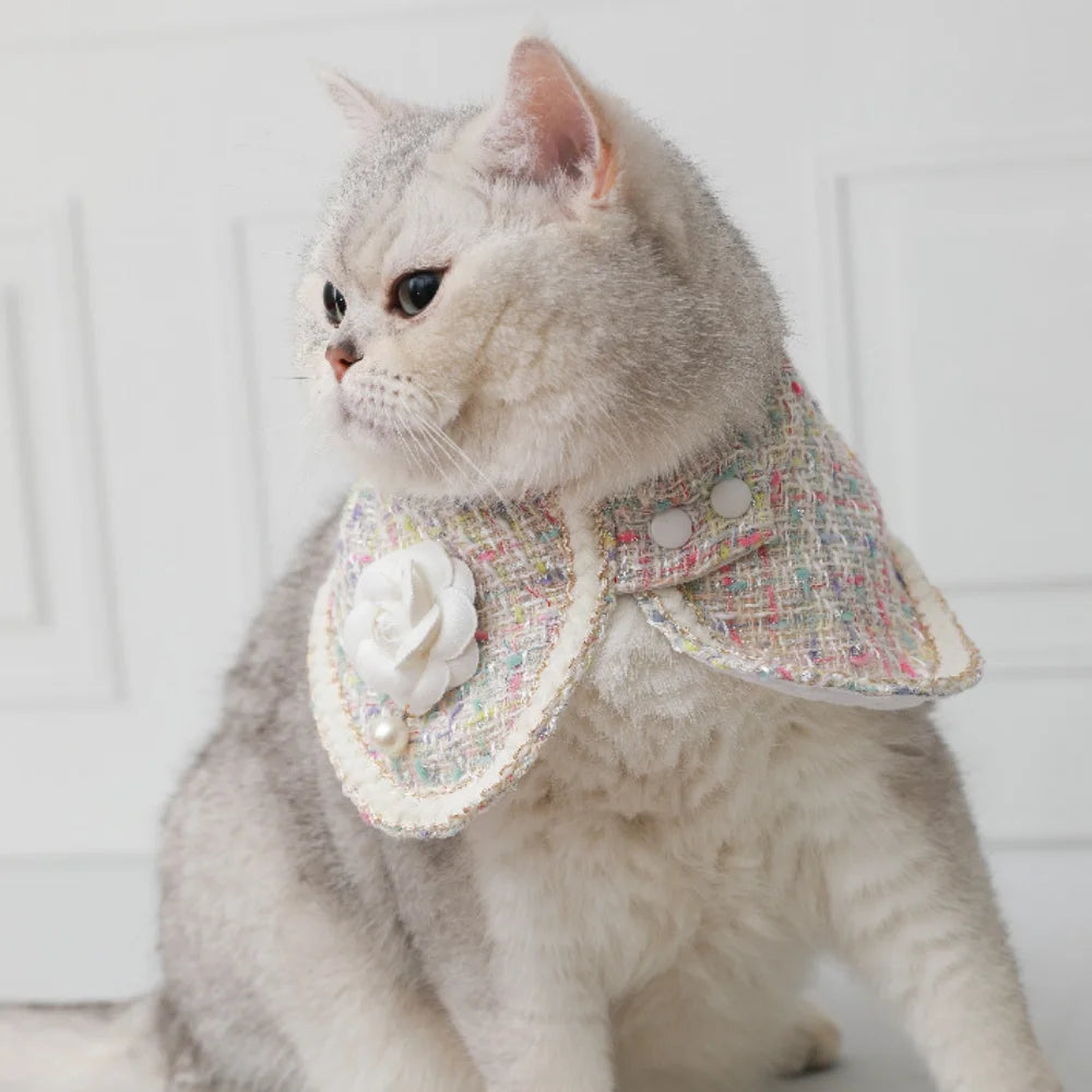 Pet Cute Cloak Cat Cute Collar Scarf Dog Pet Neck Lip Scarf Flower Pearl Scarf Scarf Cat Accessories Puppy Dog Pet Supplies