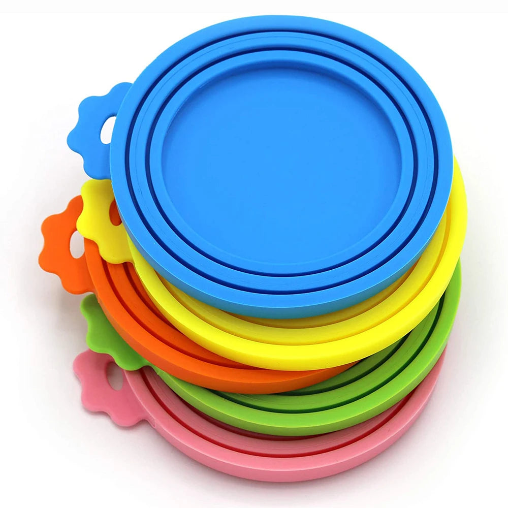 Reusable 3 In 1 Pet Food Can Silicone Cover Dogs Cats Storage Tin Cap Lid Seal Cover Pet Supplies Suitable For 9cm/8cm/7cm
