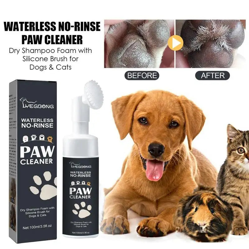 Paw Cleaner Foam Dog Claw Cleaner Cat Paw Cleaner Waterless Pet Shampoo With Dog Brush For Rinse-free Cat Paw Deep Cleanser