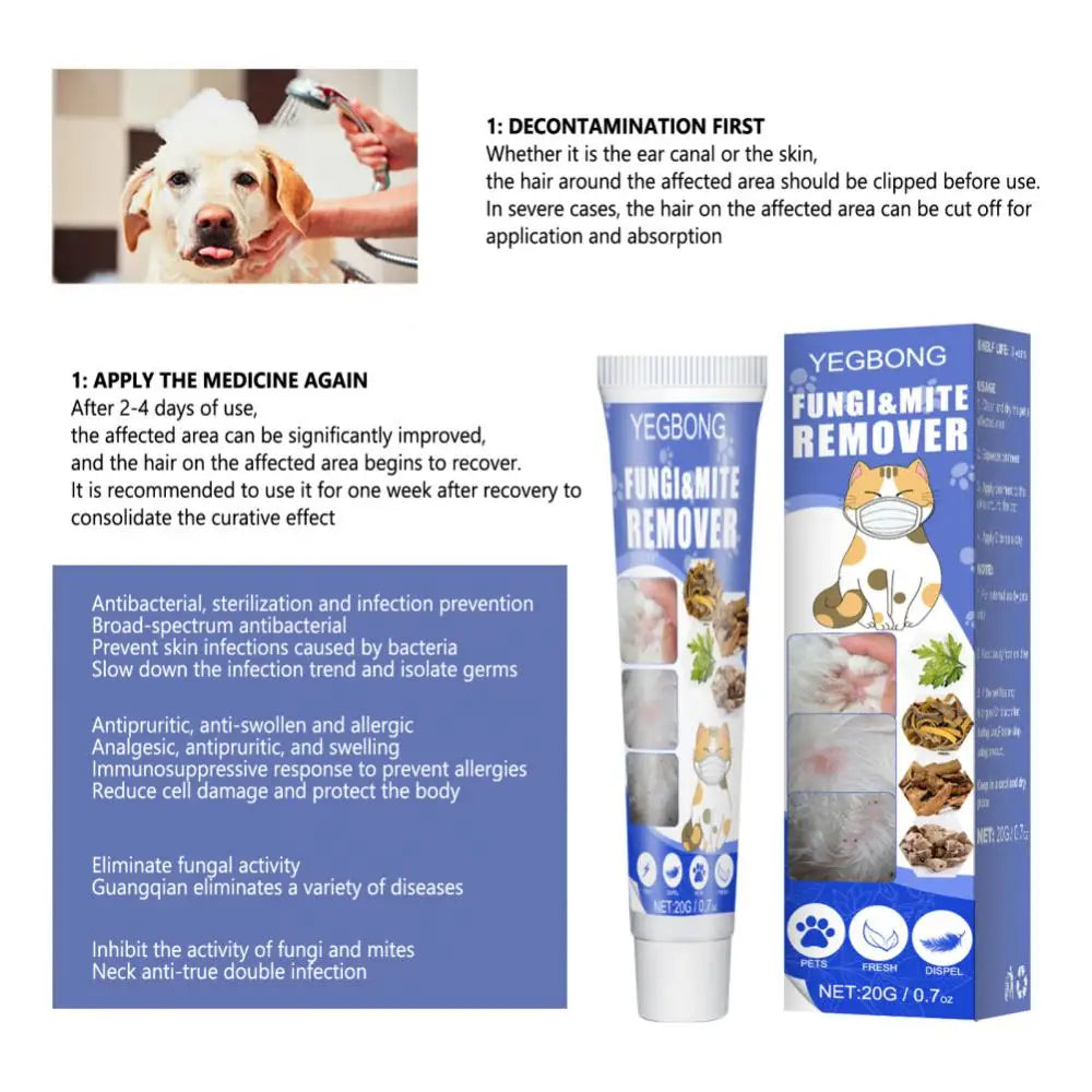 Pet Mite Removal Cream Dog Cat Skin Disease Treat Cream Anti-itch  Clean Repair Tools Pet Health Hygiene Products Pet Supplies