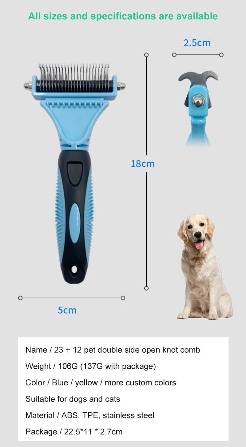 New Hair Removal Comb For Dogs Cat Detangler Fur Trimming Dematting Brush Grooming Tool For Matted Long Hair Curly Pet