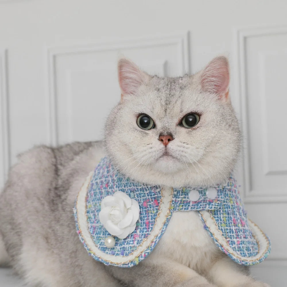 Pet Cute Cloak Cat Cute Collar Scarf Dog Pet Neck Lip Scarf Flower Pearl Scarf Scarf Cat Accessories Puppy Dog Pet Supplies