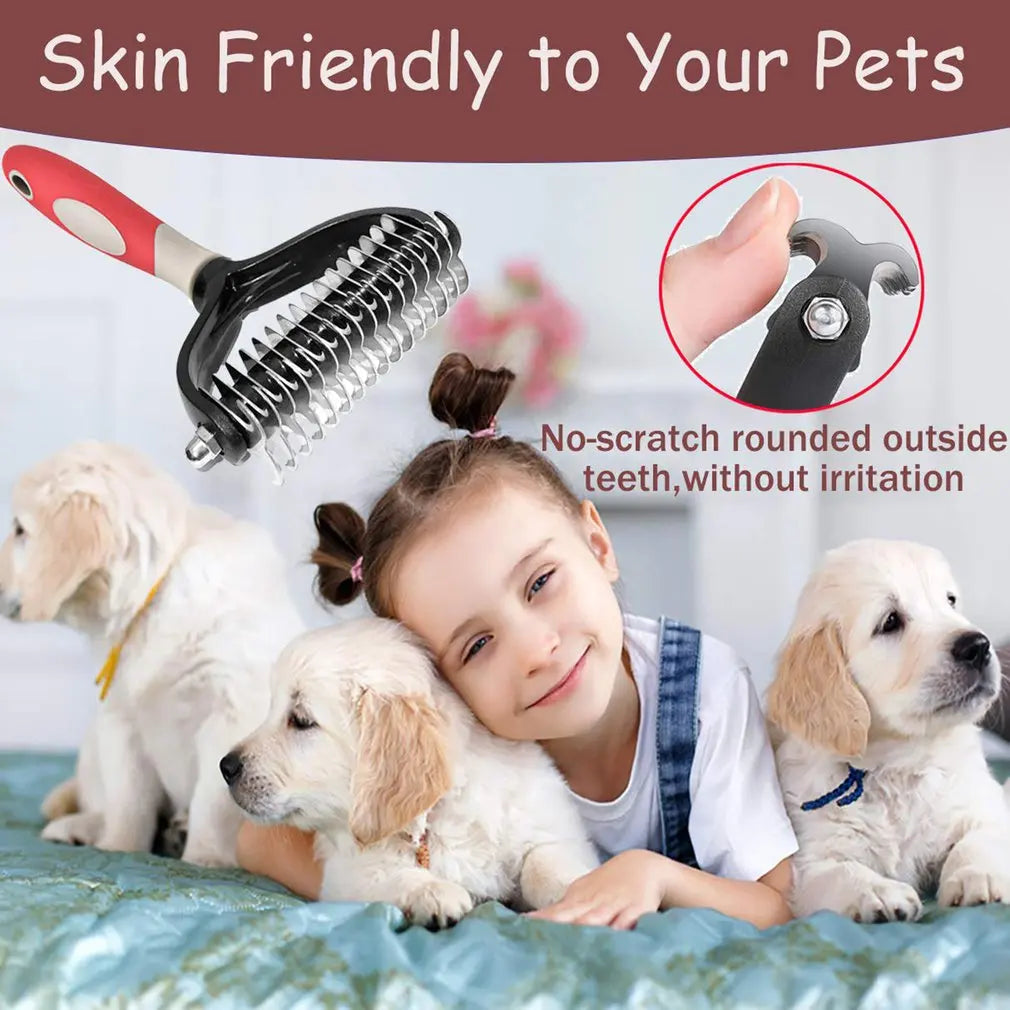 Hair Removal Comb for Dogs Cat Detangler Fur Trimming Dematting Deshedding Brush Grooming Tool For matted Long Hair Curly Pet