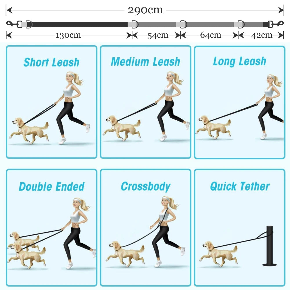 Multifunctional Dog Training Leash 3 Meters Nylon Double Leash Dog Supplies Hands Free Pet Lead with Padded Handles Pet Supplies
