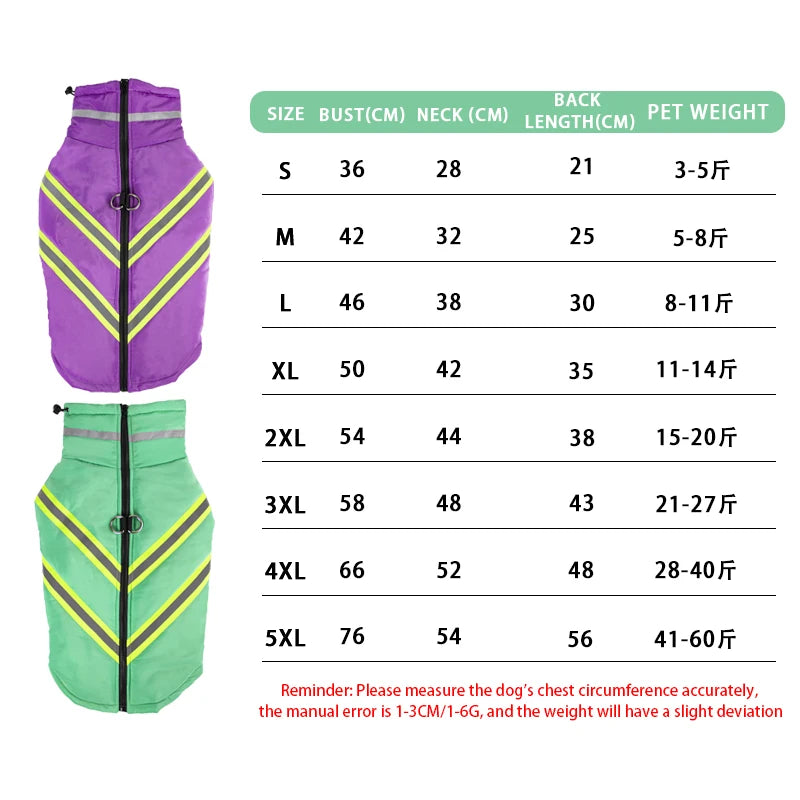 Winter Dog Clothes Waterproof Warm Pet Dog Cotton Jacket Small Large Dog Turtleneck Coat French Bulldog Greyhound Clothing