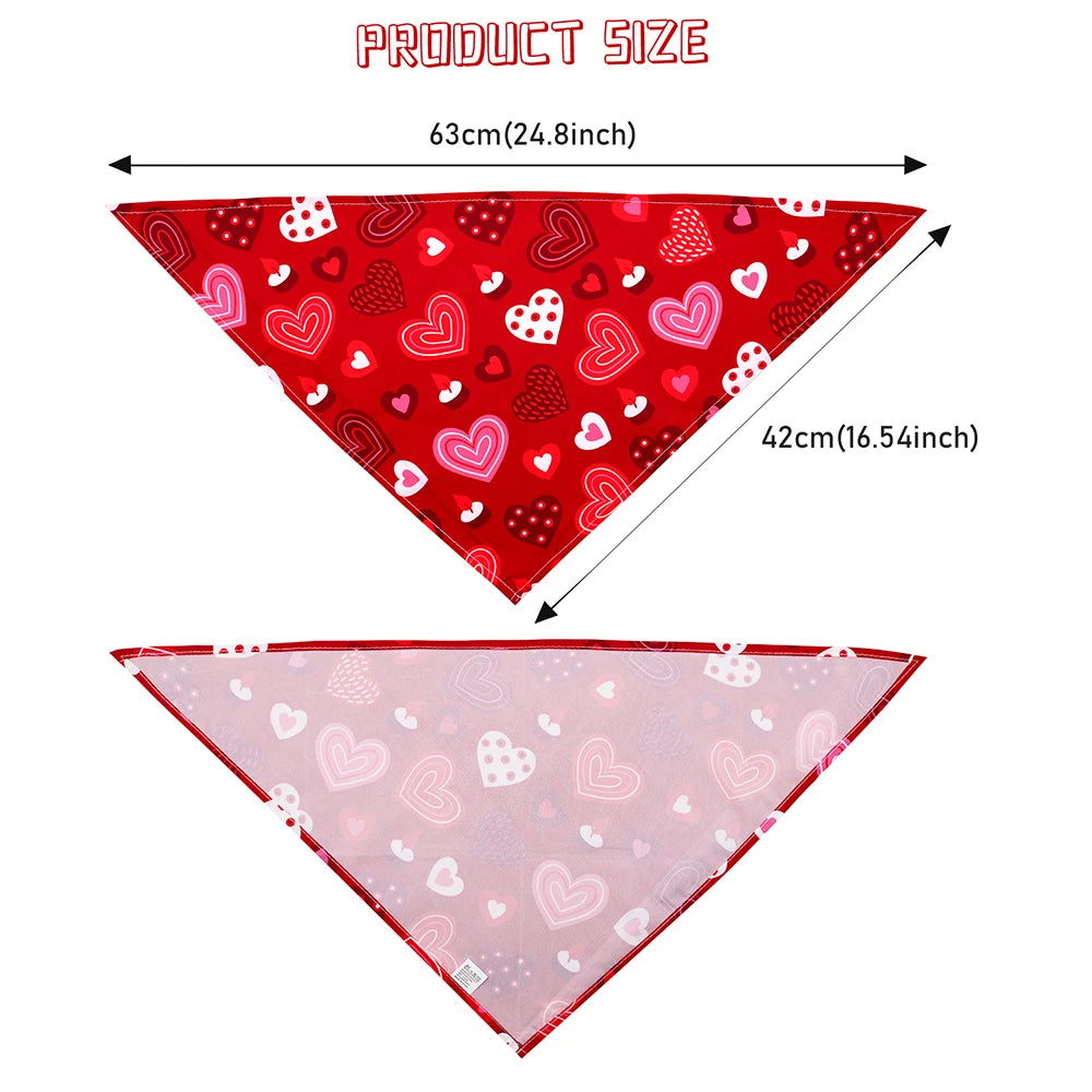 Valentine's Day Dog Bandanas For Dog Thick Triangular Scarf  Fashion Pet Saliva Towel For Small Large Dogs Dog Supplies