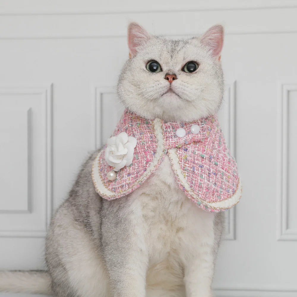 Pet Cute Cloak Cat Cute Collar Scarf Dog Pet Neck Lip Scarf Flower Pearl Scarf Scarf Cat Accessories Puppy Dog Pet Supplies