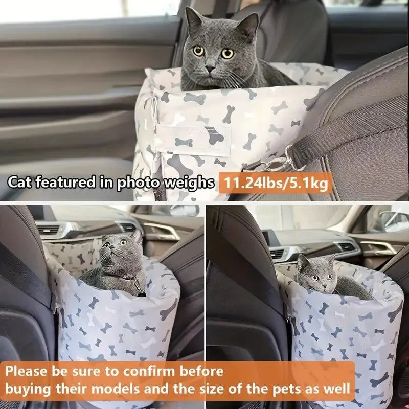 Oxford Waterproof Fashion Print Dog Car Seat Central Control Armrest Pet Booster Seat Dog Safety Car Seat for Outdoor Travel