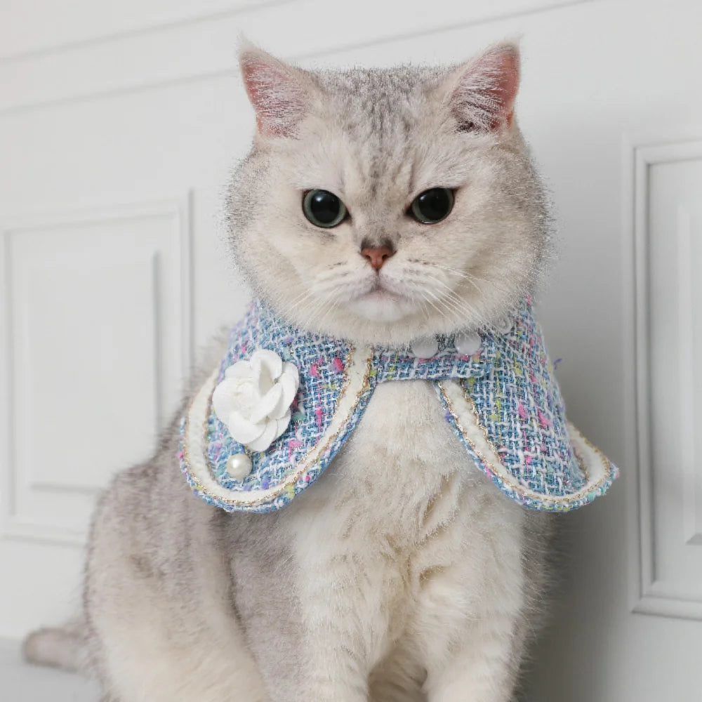 Pet Cute Cloak Cat Cute Collar Scarf Dog Pet Neck Lip Scarf Flower Pearl Scarf Scarf Cat Accessories Puppy Dog Pet Supplies