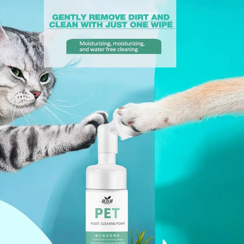 Pet Foot Paw Cleaner 150ml No-Rinse Shampoo Paw Foam Cleaner With Silicone Brush Head Massager For Cats Dogs Grooming Supplies