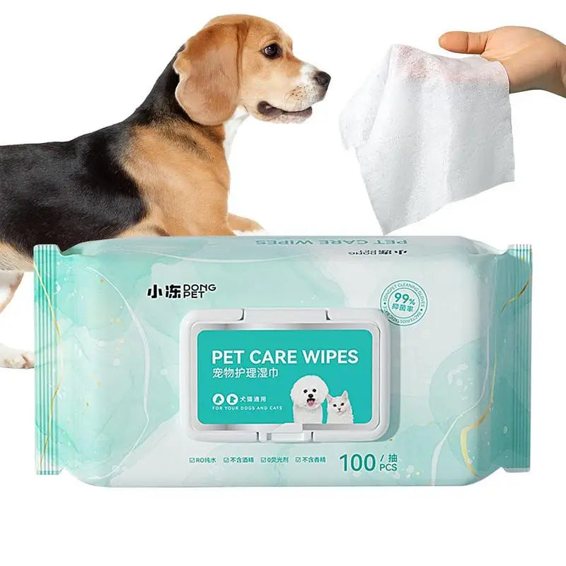 Pet Wipes Thickened 100 Count Dog Wipes Pets Eyes Ears Cleaning Wipes Quick Cleaning Grooming