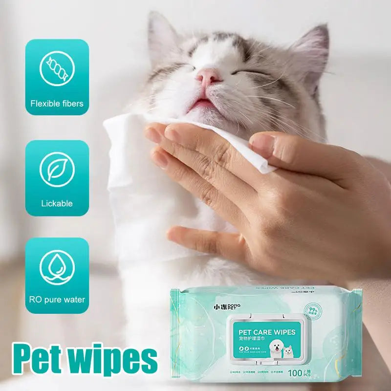Pet Wipes Thickened 100 Count Dog Wipes Pets Eyes Ears Cleaning Wipes Quick Cleaning Grooming