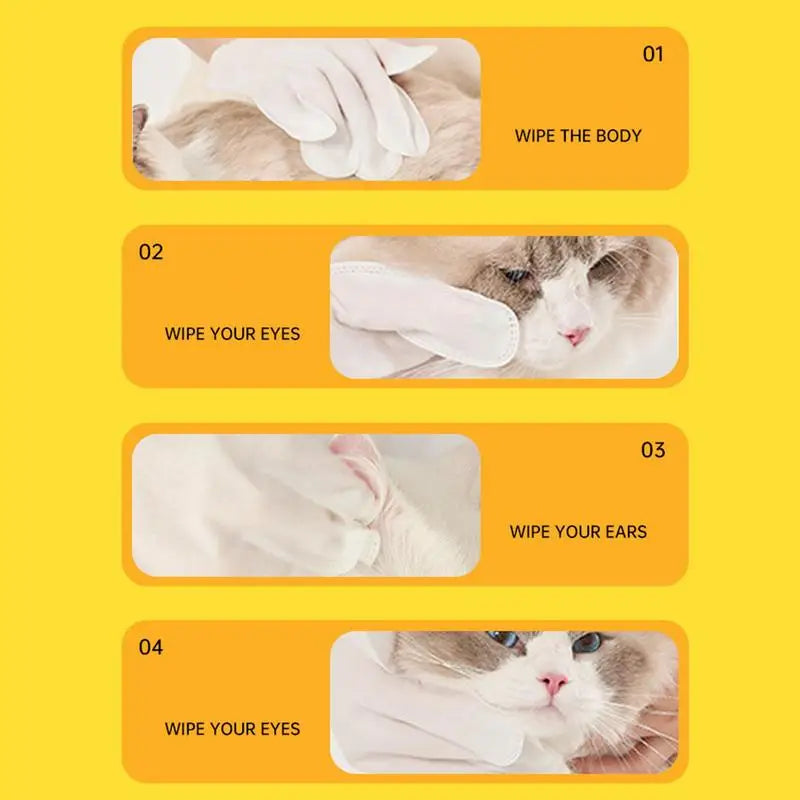 No Rinse Pet Wipes Grooming Cat Wipes With No Water Needed Shampoo Free Deodorizing Mitts Pet Supplies For Eye Ear Bums Paws