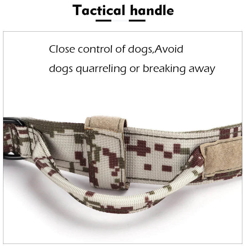 Military Tactical Big Dog Collar With Handle Large Pet Outdoor Training Accessories Black Nylon Durable Collar Leash Rope Set