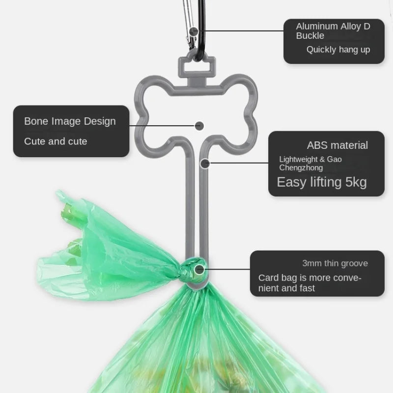 Portable Dog Waste Bag Fixing Clip Garbage Bag Hands-free Holder Puppy Waste Pickup Bag Dispenser Clip With A Metal Buckle