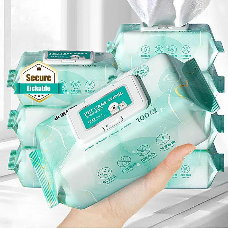 Pet Wipes Thickened 100 Count Dog Wipes Pets Eyes Ears Cleaning Wipes Quick Cleaning Grooming
