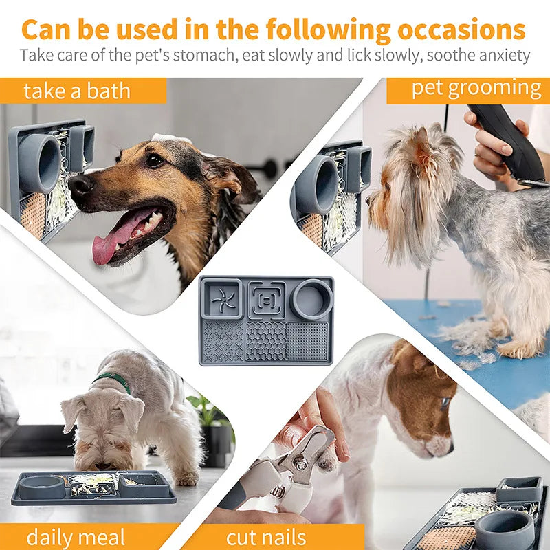 Multifunction Pet Slow Feeder  Licking Mat Pet Eating Ware   Mat Placemat Supplies Suction Cup  Distraction For Anxiety Relief