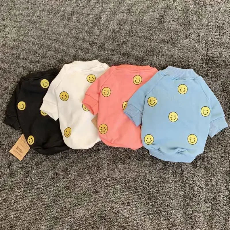 Pet Matching Clothes For Dogs Costume Smile Face Dog Hoodie Spring Autumn Pets Dogs Clothing French Bulldog Pet Clothes Yorkshir