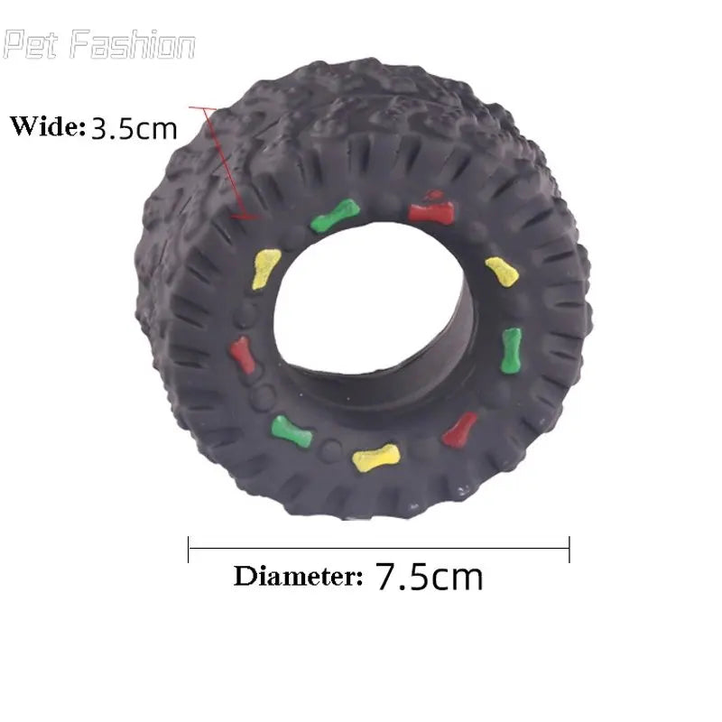 Mini Elasticity Tire Dog Cat Toy Squeak Sound Chew Treat Holder Funny Puppy Molar Training Toys Dog Interactive Pet Supplies