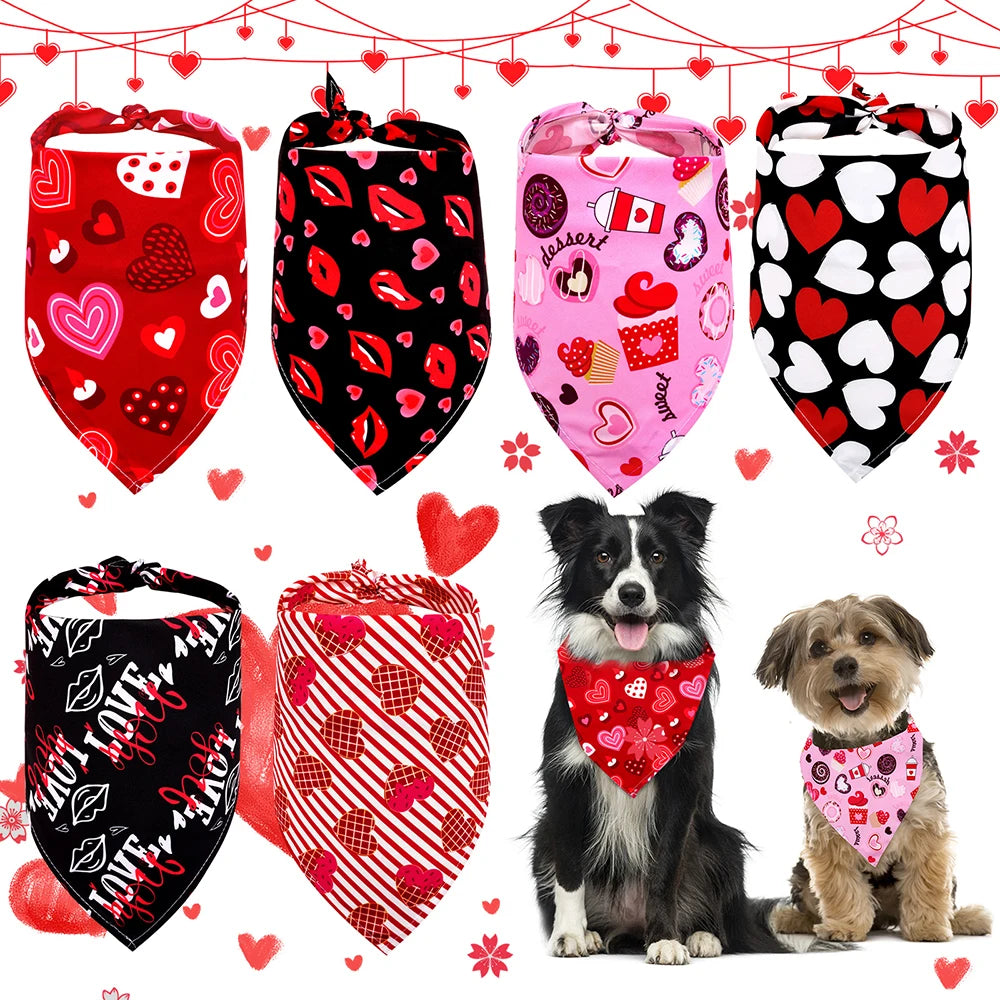Valentine's Day Dog Bandanas For Dog Thick Triangular Scarf  Fashion Pet Saliva Towel For Small Large Dogs Dog Supplies