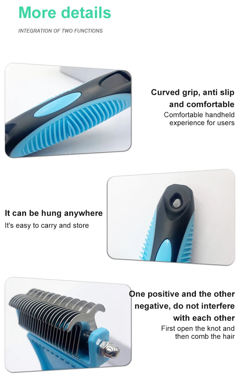 New Hair Removal Comb For Dogs Cat Detangler Fur Trimming Dematting Brush Grooming Tool For Matted Long Hair Curly Pet