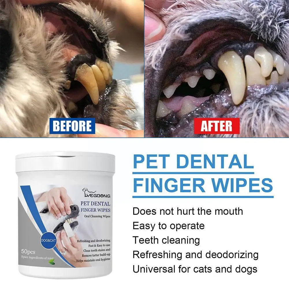 Pet Cleaning Wipes Dental Finger Glove Wipes Teeth Cat Stain Disposable Dog Tools Ear Tear Grooming Eye Remover Wet Towels
