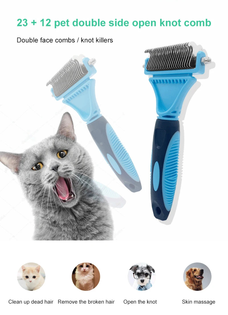 New Hair Removal Comb For Dogs Cat Detangler Fur Trimming Dematting Brush Grooming Tool For Matted Long Hair Curly Pet