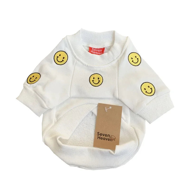 Pet Matching Clothes For Dogs Costume Smile Face Dog Hoodie Spring Autumn Pets Dogs Clothing French Bulldog Pet Clothes Yorkshir