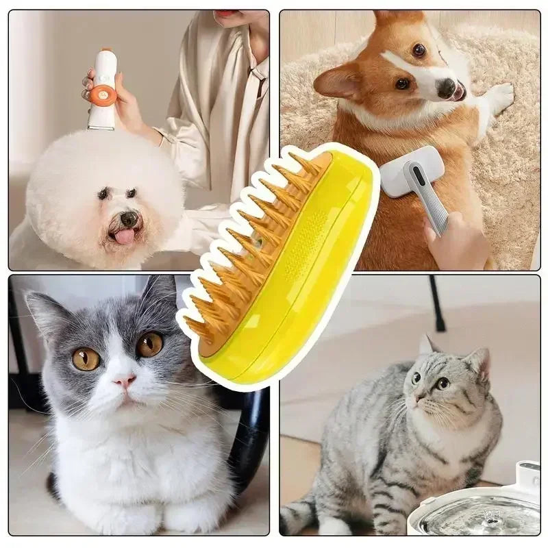 Steam Dog Brush Cats Hair Brush Hair Removal Comb Electric Spray Dogs Triple Pet Grooming Steamy