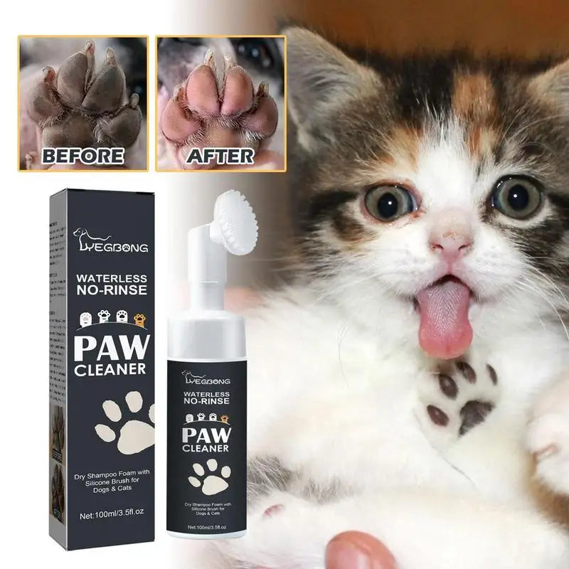 Paw Cleaner Foam Dog Claw Cleaner Cat Paw Cleaner Waterless Pet Shampoo With Dog Brush For Rinse-free Cat Paw Deep Cleanser