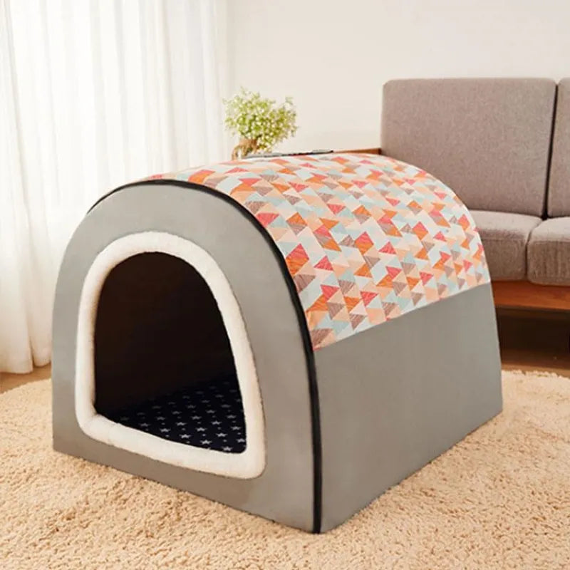 Foldable Deep Sleep Pet Large Dog House XXL Indoor Warm Cozy Big Kennel Tent Cat Nest Cushion Removable Cave Pet Products Winter