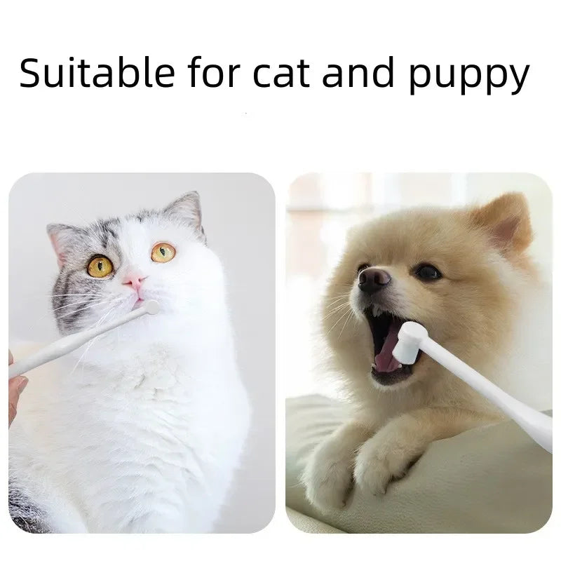 Round Head Toothbrush Remove Bad Breath and Tartar Dental Care Soft Brush Oral Cleaning Tools for Dogs and Cats